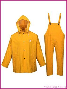 3-Piece Heavy Duty Polyester Rain Suit Jacket Bib Pants Overall Unisex